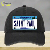 Saint Paul Minnesota State Novelty License Plate Hat Unconstructed Cotton / Black