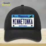 Minnetonka Minnesota State Novelty License Plate Hat Unconstructed Cotton / Black