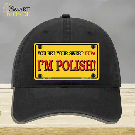 Im Polish Yellow Novelty License Plate Hat Unconstructed Cotton / Black