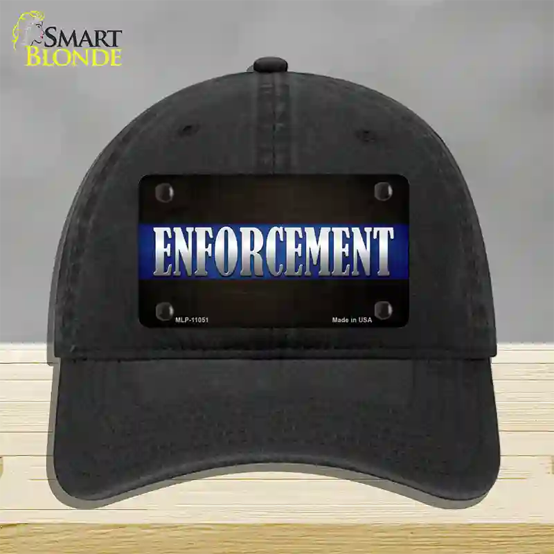 Enforcement Novelty License Plate Hat Unconstructed Cotton / Black