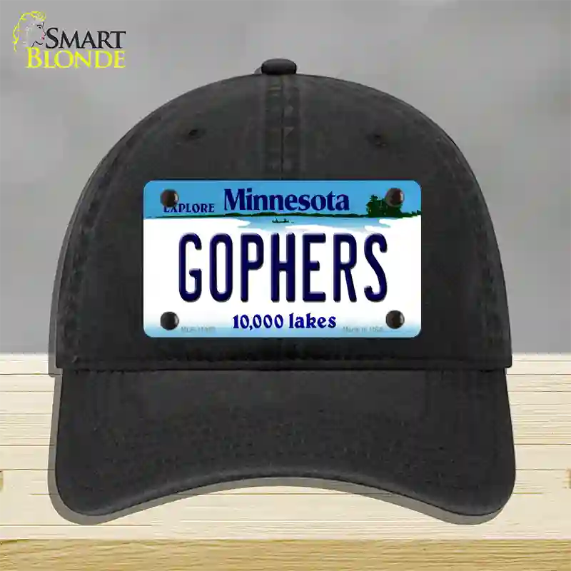 Gophers Minnesota State Novelty License Plate Hat Unconstructed Cotton / Black