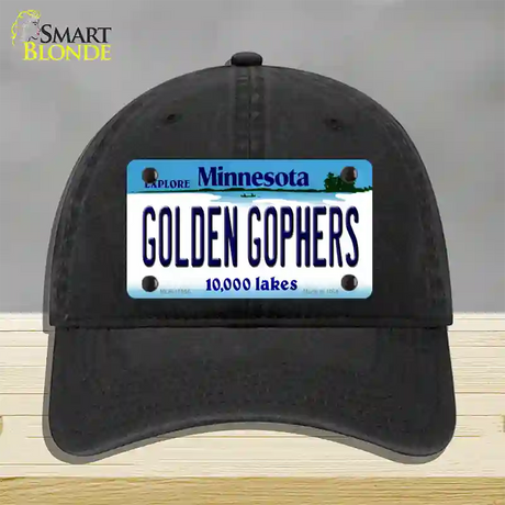 Golden Gophers Minnesota State Novelty License Plate Hat Unconstructed Cotton / Black