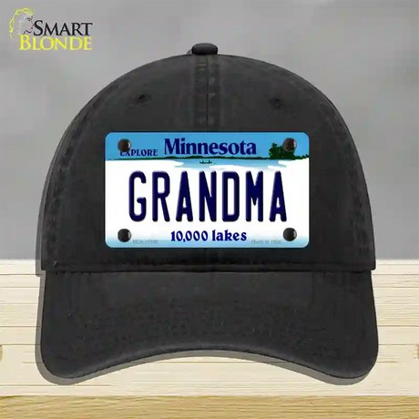 Grandma Minnesota State Novelty License Plate Hat Unconstructed Cotton / Black