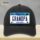 Grandpa Minnesota State Novelty License Plate Hat Unconstructed Cotton / Black