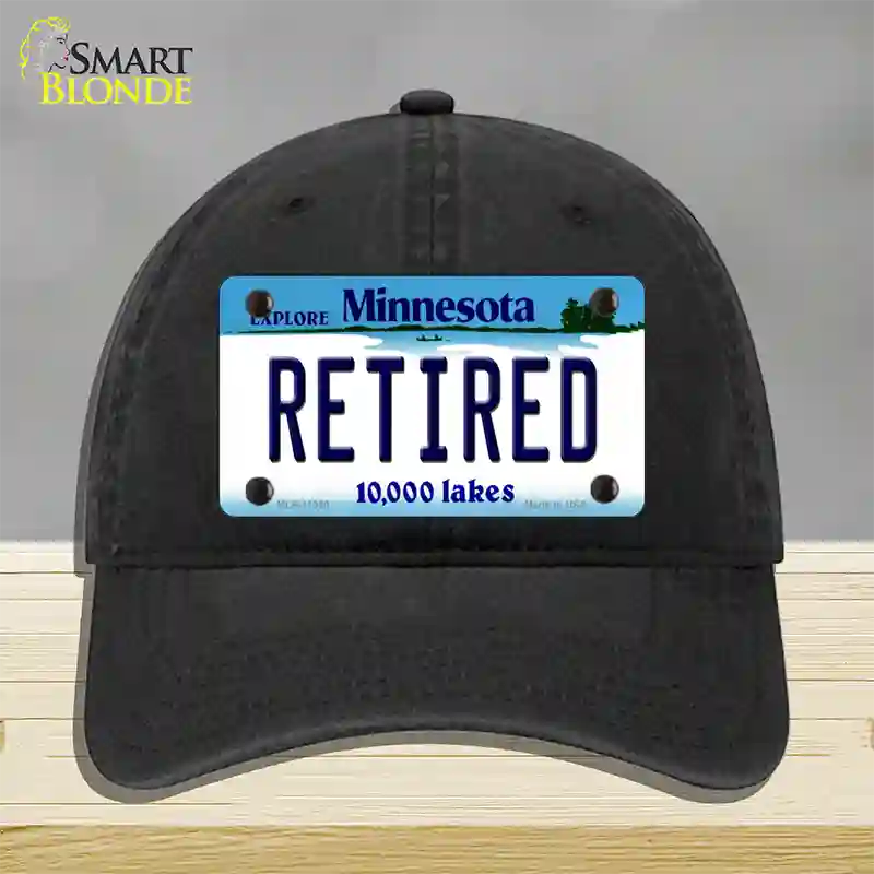 Retired Minnesota State Novelty License Plate Hat Unconstructed Cotton / Black