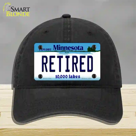 Retired Minnesota State Novelty License Plate Hat Unconstructed Cotton / Black