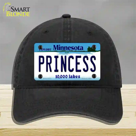 Princess Minnesota State Novelty License Plate Hat Unconstructed Cotton / Black