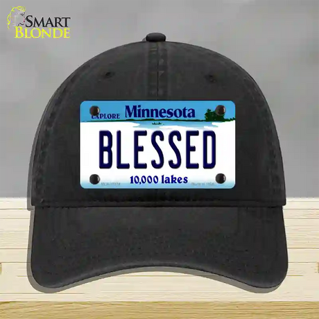 Blessed Minnesota State Novelty License Plate Hat Unconstructed Cotton / Black