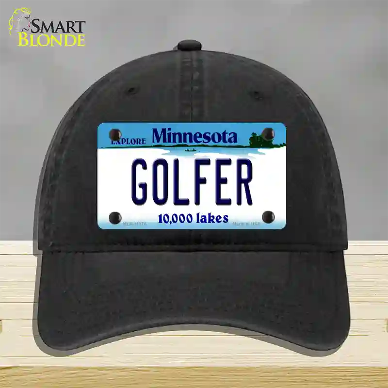 Golfer Minnesota State Novelty License Plate Hat Unconstructed Cotton / Black