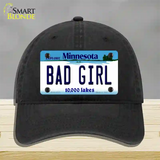 Bad Girl Minnesota State Novelty License Plate Hat Unconstructed Cotton / Black