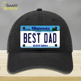 Best Dad Minnesota State Novelty License Plate Hat Unconstructed Cotton / Black