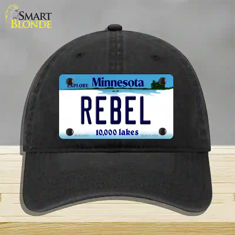 Rebel Minnesota State Novelty License Plate Hat Unconstructed Cotton / Black