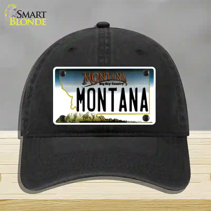 Montana State Novelty License Plate Hat Unconstructed Cotton / Black