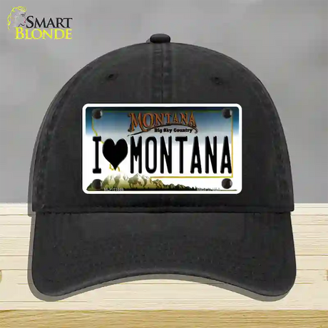 I Love Montana State Novelty License Plate Hat Unconstructed Cotton / Black