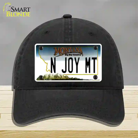 N Joy MT Montana State Novelty License Plate Hat Unconstructed Cotton / Black