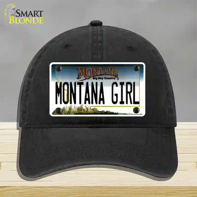 Montana Girl State Novelty License Plate Hat Unconstructed Cotton / Black