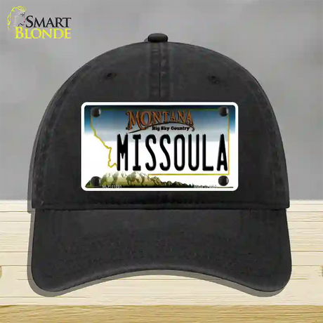 Missoula Montana State Novelty License Plate Hat Unconstructed Cotton / Black