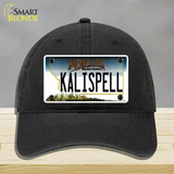 Kalispell Montana State Novelty License Plate Hat Unconstructed Cotton / Black