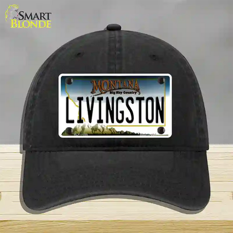 Livingston Montana State Novelty License Plate Hat Unconstructed Cotton / Black