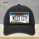 Miles City Montana State Novelty License Plate Hat Unconstructed Cotton / Black