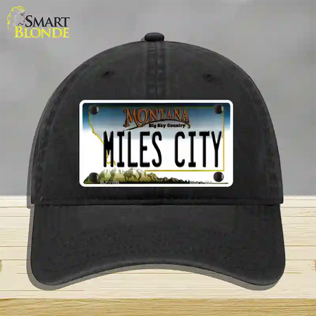 Miles City Montana State Novelty License Plate Hat Unconstructed Cotton / Black