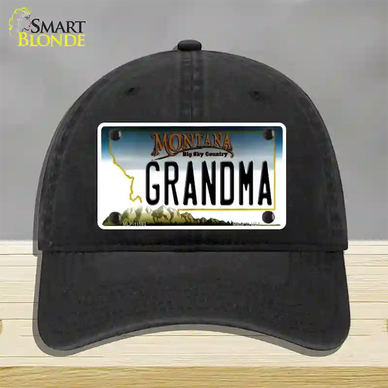 Grandma Montana State Novelty License Plate Hat Unconstructed Cotton / Black