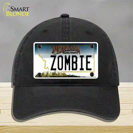 Zombie Montana State Novelty License Plate Hat Unconstructed Cotton / Black