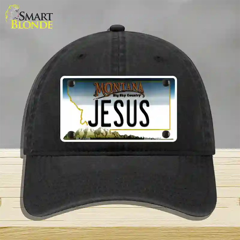 Jesus Montana State Novelty License Plate Hat Unconstructed Cotton / Black