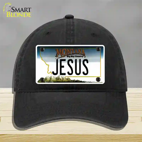 Jesus Montana State Novelty License Plate Hat Unconstructed Cotton / Black