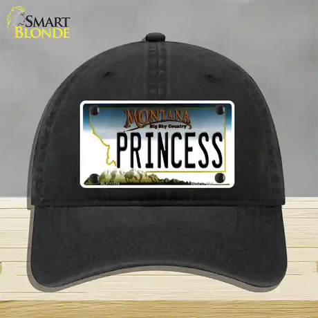 Princess Montana State Novelty License Plate Hat Unconstructed Cotton / Black