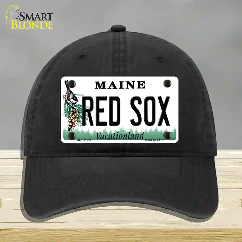 Red Sox Maine Novelty License Plate Hat Unconstructed Cotton / Black