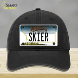 Skier Montana State Novelty License Plate Hat Unconstructed Cotton / Black