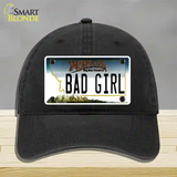 Bad Girl Montana State Novelty License Plate Hat Unconstructed Cotton / Black