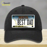 Best Dad Montana State Novelty License Plate Hat Unconstructed Cotton / Black