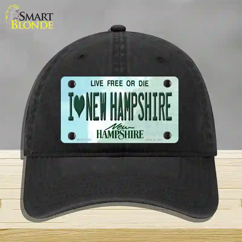 I Love New Hampshire State Novelty License Plate Hat Unconstructed Cotton / Black