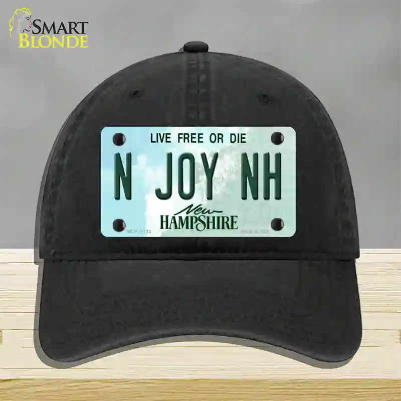 N Joy NH New Hampshire State Novelty License Plate Hat Unconstructed Cotton / Black