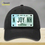 N Joy NH New Hampshire State Novelty License Plate Hat Unconstructed Cotton / Black