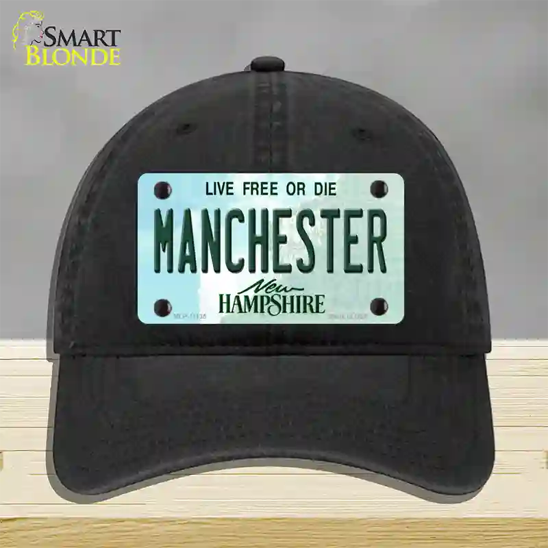 Manchester New Hampshire State Novelty License Plate Hat Unconstructed Cotton / Black