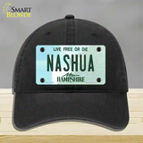 Nashua New Hampshire State Novelty License Plate Hat Unconstructed Cotton / Black