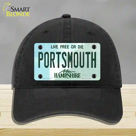 Portsmouth New Hampshire State Novelty License Plate Hat Unconstructed Cotton / Black