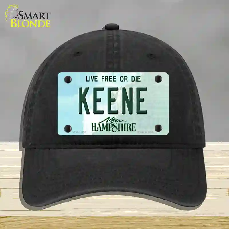 Keene New Hampshire State Novelty License Plate Hat Unconstructed Cotton / Black