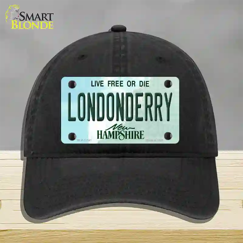 Londonderry New Hampshire State Novelty License Plate Hat Unconstructed Cotton / Black