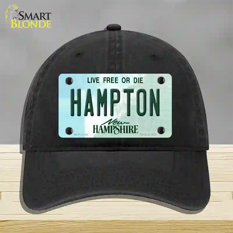 Hampton New Hampshire State Novelty License Plate Hat Unconstructed Cotton / Black