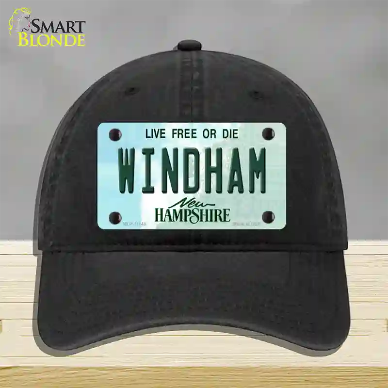 Windham New Hampshire State Novelty License Plate Hat Unconstructed Cotton / Black