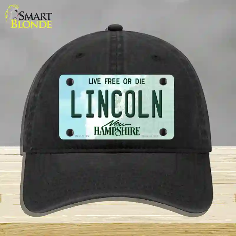 Lincoln New Hampshire State Novelty License Plate Hat Unconstructed Cotton / Black