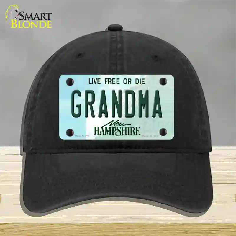 Grandma New Hampshire State Novelty License Plate Hat Unconstructed Cotton / Black