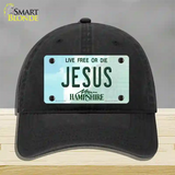 Jesus New Hampshire State Novelty License Plate Hat Unconstructed Cotton / Black