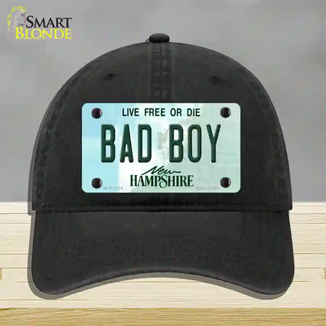 Bad Boy New Hampshire State Novelty License Plate Hat Unconstructed Cotton / Black