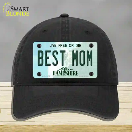 Best Mom New Hampshire State Novelty License Plate Hat Unconstructed Cotton / Black