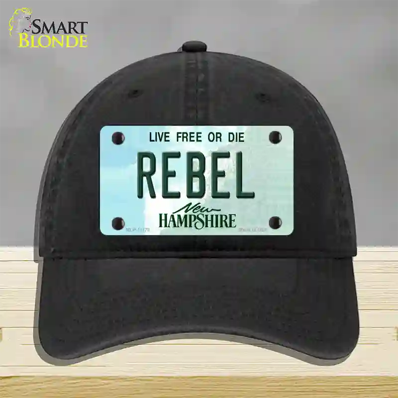 Rebel New Hampshire State Novelty License Plate Hat Unconstructed Cotton / Black